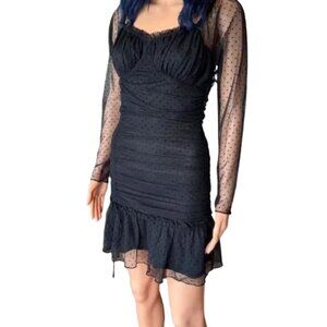 Sage The Label Black Shine Bright Polka Dot Mini Dress Size Small NWT